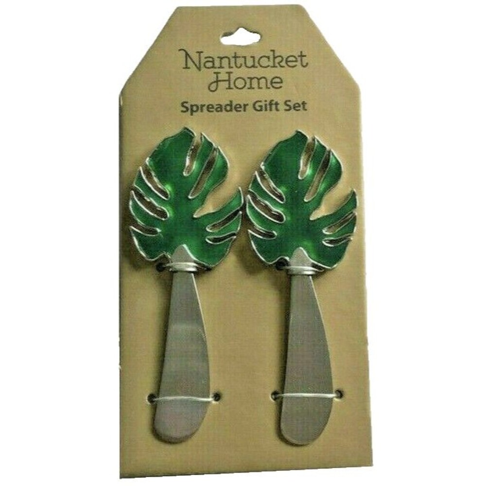Green Palm Cheese Spreaders Set of 2 Butter Jelly Jam Knife Charcuterie Dip